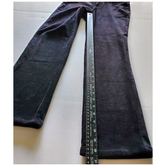 Black Soft Stretch Corduroy Leggings Straight Leg High-Rise Size M Dark Academia - Picture 7 of 9